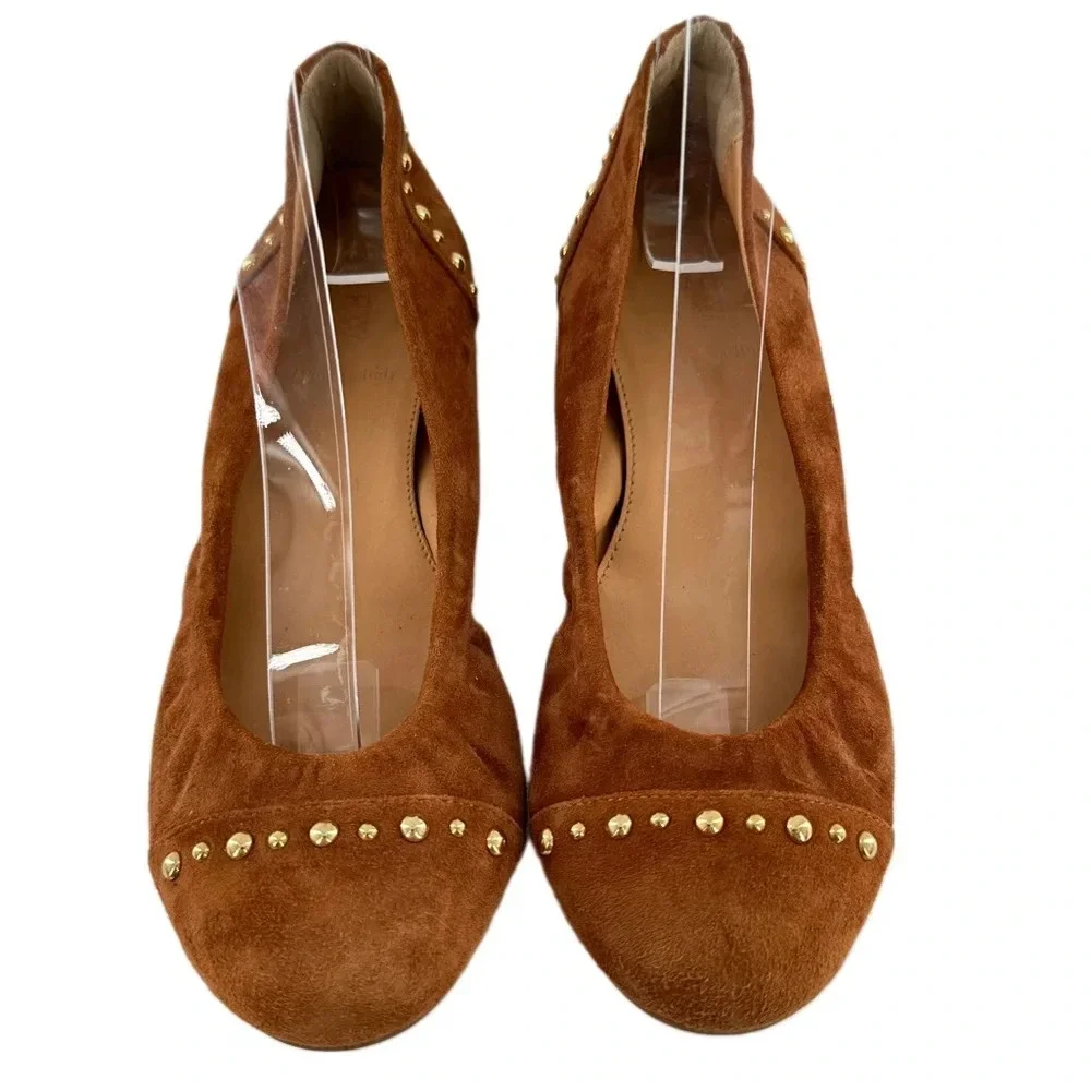 J crew womens ballet flats size 6.5 brown Italian suede  hidden wedges